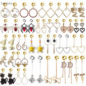 Leosoxs 2 bucăți Fashion Sweet Love Pearl Geometric Pony Swallow Pandantiv Ureche Expansiune Piercing Bijuterii