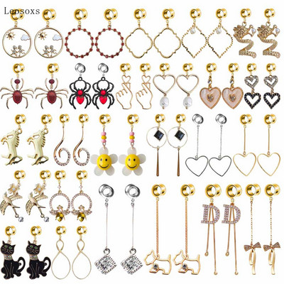Leosoxs 2τμχ Μόδα Sweet Love Pearl Geometric Pony Swallow Κρεμαστό Αυτί Expansion Κοσμήματα Piercing