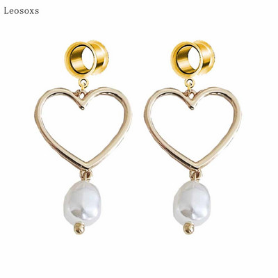 Leosoxs 2 bucăți Fashion Sweet Love Pearl Geometric Pony Swallow Pandantiv Ureche Expansiune Piercing Bijuterii