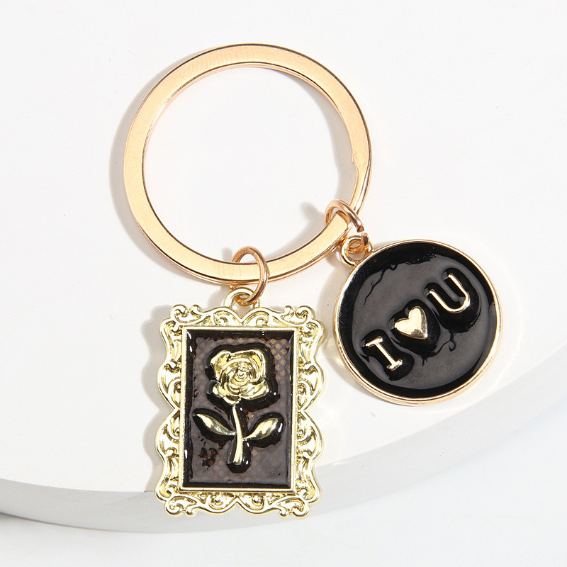 Breloc drăguț emailat Flori de trandafir Te iubesc Breloc Ramă foto Breloc Cadouri de Ziua Îndrăgostiților Pentru Femei Fete Bijuterii DIY