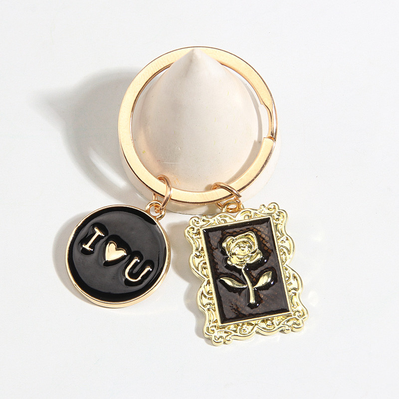 Breloc drăguț emailat Flori de trandafir Te iubesc Breloc Ramă foto Breloc Cadouri de Ziua Îndrăgostiților Pentru Femei Fete Bijuterii DIY