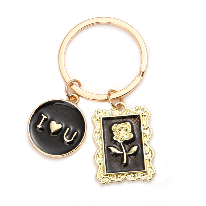 Breloc drăguț emailat Flori de trandafir Te iubesc Breloc Ramă foto Breloc Cadouri de Ziua Îndrăgostiților Pentru Femei Fete Bijuterii DIY
