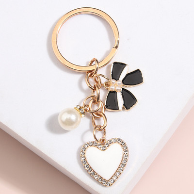 Breloc drăguț Bowknot Pearl Heart Crystal Breloc Breloc Email Breloc Pentru Femei Fete Accesorii Poșete DIY Bijuterii Cadouri