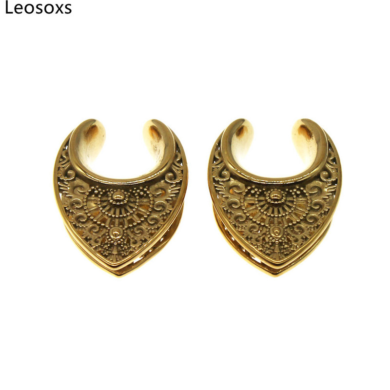 Leosoxs Tuneluri de piercing pentru urechi din oțel inoxidabil Dispozitive de expansiune pentru urechi Bijuterii pentru corp pentru femei bărbați dopuri pentru urechi 2 buc