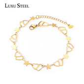 LUXUSTEEL 2021, nou stil simplu, culoare aurie, gleznă cu stele și lună, pentru femei, lanțuri din oțel inoxidabil, brățară pentru gleznă