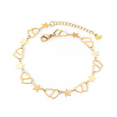 LUXUSTEEL 2021, nou stil simplu, culoare aurie, gleznă cu stele și lună, pentru femei, lanțuri din oțel inoxidabil, brățară pentru gleznă