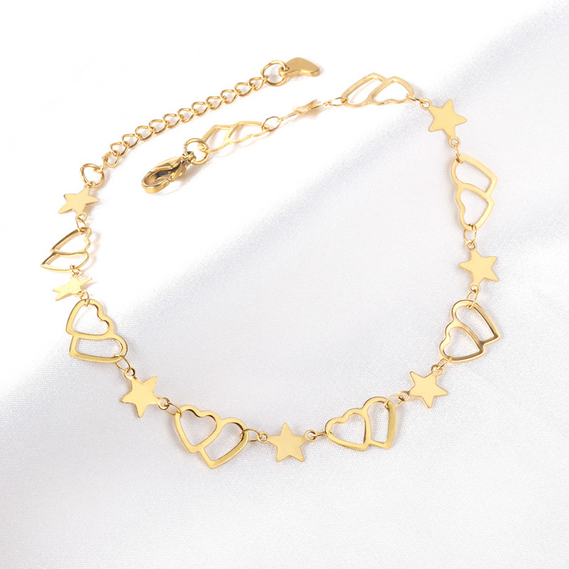 LUXUSTEEL 2021, nou stil simplu, culoare aurie, gleznă cu stele și lună, pentru femei, lanțuri din oțel inoxidabil, brățară pentru gleznă