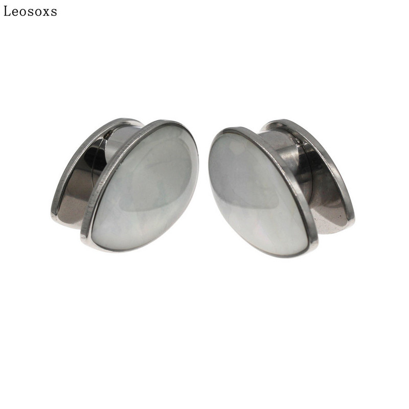 Leosoxs 2 kom/lot Kapljice za vodu od nehrđajućeg čelika Školjke Tuneli za uši Čepovi Mjerači Ekspander Modni nakit Piercing 6-16 mm