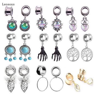 Leosoxs 2 bucăți 6-25 mm pandantiv din oțel inoxidabil în stil explozie, expansiune pentru ureche, profil ureche, extensie pentru ureche, cercei populari pentru perforare