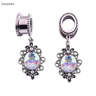 Leosoxs 2 bucăți 6-25 mm pandantiv din oțel inoxidabil în stil explozie, expansiune pentru ureche, profil ureche, extensie pentru ureche, cercei populari pentru perforare