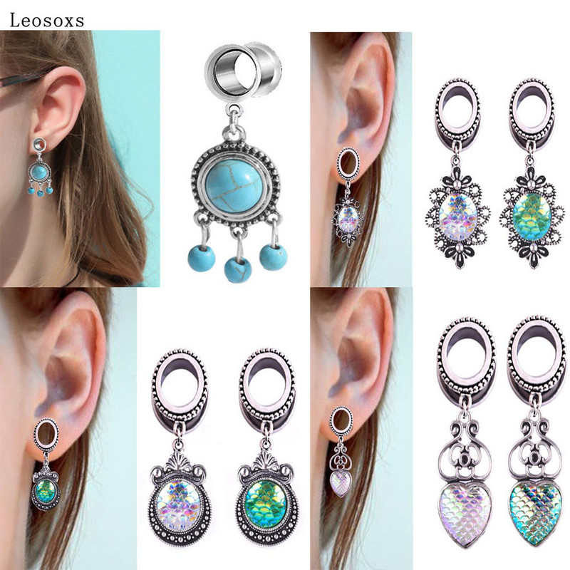 Leosoxs 2 bucăți 6-25 mm pandantiv din oțel inoxidabil în stil explozie, expansiune pentru ureche, profil ureche, extensie pentru ureche, cercei populari pentru perforare