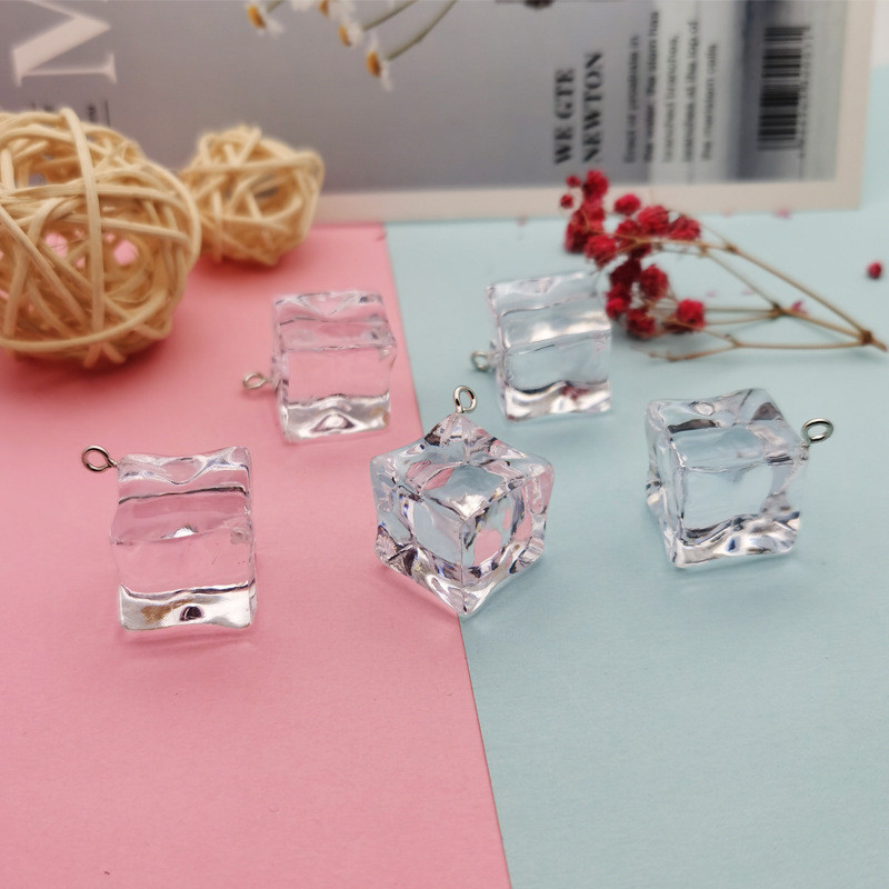 10 buc 19 mm 3D cub de gheață rășină brelocuri pandantive accesoriu bijuterii vară gheață creativă pentru brățară cercei bijuterii accesorii bricolaj