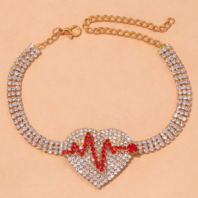 Stonefans divatos teniszlánc strasszos szív bokalánc nőknek Beach Crystal Heartbeat boka karkötő a lábon Boho ékszerek