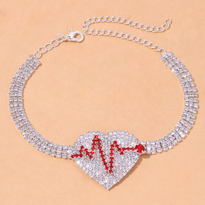 Stonefans divatos teniszlánc strasszos szív bokalánc nőknek Beach Crystal Heartbeat boka karkötő a lábon Boho ékszerek