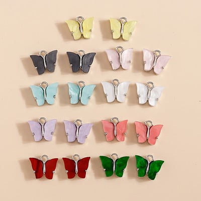 10 bucăți 13x13mm 9 culori rășină animale fluture farmece pentru bijuterii pandantive coliere cercei drăguți accesorii manuală bricolaj