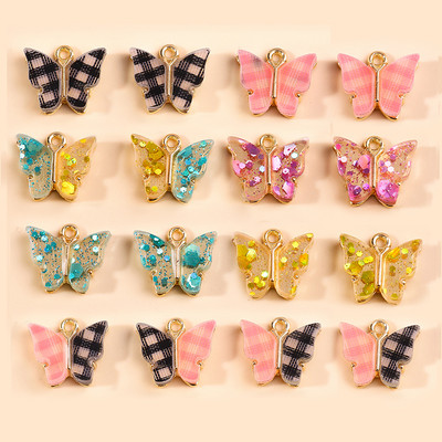 10 bucăți 13x13mm 9 culori rășină animale fluture farmece pentru bijuterii pandantive coliere cercei drăguți accesorii manuală bricolaj