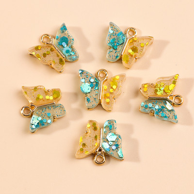 10 bucăți 13x13mm 9 culori rășină animale fluture farmece pentru bijuterii pandantive coliere cercei drăguți accesorii manuală bricolaj
