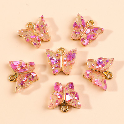 10 bucăți 13x13mm 9 culori rășină animale fluture farmece pentru bijuterii pandantive coliere cercei drăguți accesorii manuală bricolaj