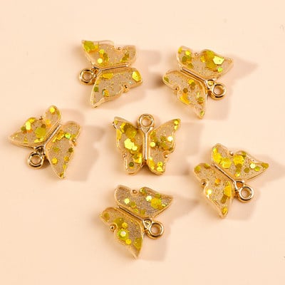 10 bucăți 13x13mm 9 culori rășină animale fluture farmece pentru bijuterii pandantive coliere cercei drăguți accesorii manuală bricolaj