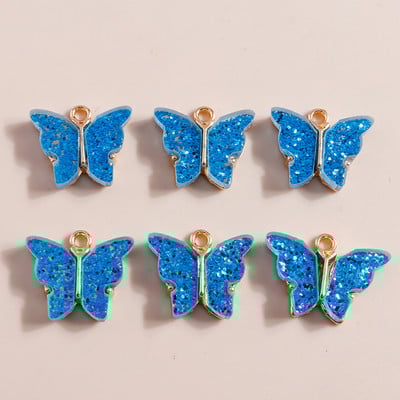 10 bucăți 13x13mm 9 culori rășină animale fluture farmece pentru bijuterii pandantive coliere cercei drăguți accesorii manuală bricolaj