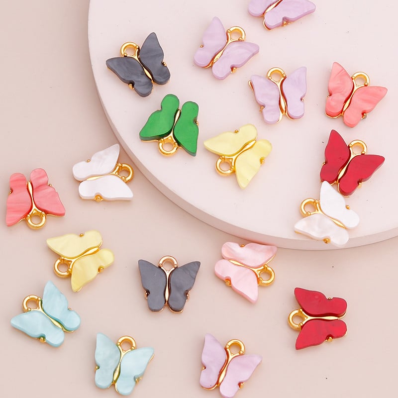 10 bucăți 13x13mm 9 culori rășină animale fluture farmece pentru bijuterii pandantive coliere cercei drăguți accesorii manuală bricolaj