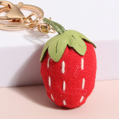 Breloc cu țesături lucrate manual, 2 culori, breloc cu căpșuni, breloc din pânză de bumbac, pentru femei, copii, bricolaj, cadouri delicate de petrecere