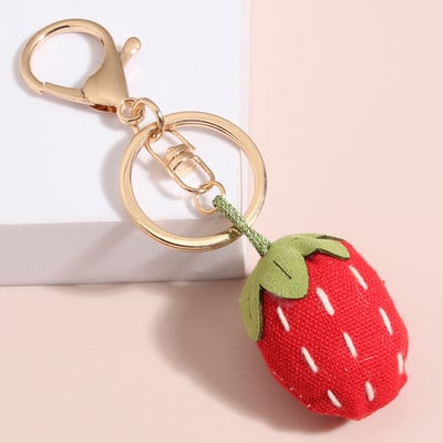 Breloc cu țesături lucrate manual, 2 culori, breloc cu căpșuni, breloc din pânză de bumbac, pentru femei, copii, bricolaj, cadouri delicate de petrecere