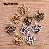 30 de bucăți 15*18mm trei culori din metal de epocă din aliaj de zinc hollow love heart charms se potrivesc bijuterii pandantiv charms makings