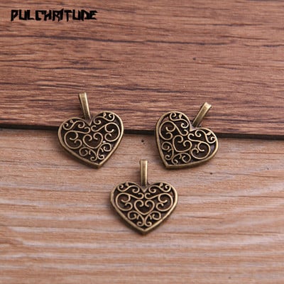 30 de bucăți 15*18mm trei culori din metal de epocă din aliaj de zinc hollow love heart charms se potrivesc bijuterii pandantiv charms makings