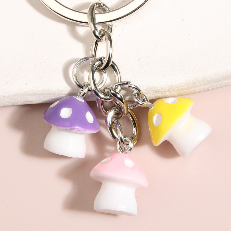 Breloc drăguț cu ciuperci colorate din rășină Cadouri de suvenir pentru femei, bărbați, accesoriu geantă, chei de mașină, bijuterii lucrate manual