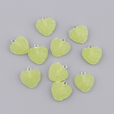 10 бр. Цветни меки бонбони във формата на сърце Сладки талисмани от висулка от смола Kawaii за обеци Гривни Консумативи за изработка на бижута