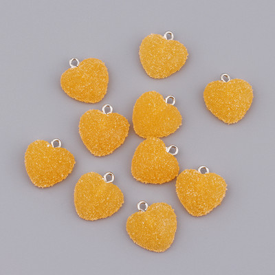 10 бр. Цветни меки бонбони във формата на сърце Сладки талисмани от висулка от смола Kawaii за обеци Гривни Консумативи за изработка на бижута