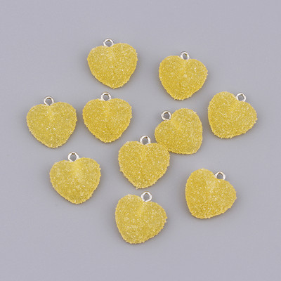 10 бр. Цветни меки бонбони във формата на сърце Сладки талисмани от висулка от смола Kawaii за обеци Гривни Консумативи за изработка на бижута