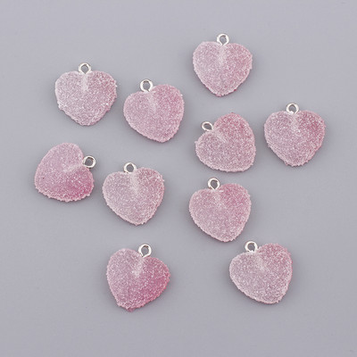 10 бр. Цветни меки бонбони във формата на сърце Сладки талисмани от висулка от смола Kawaii за обеци Гривни Консумативи за изработка на бижута