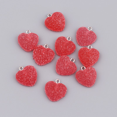 10 бр. Цветни меки бонбони във формата на сърце Сладки талисмани от висулка от смола Kawaii за обеци Гривни Консумативи за изработка на бижута