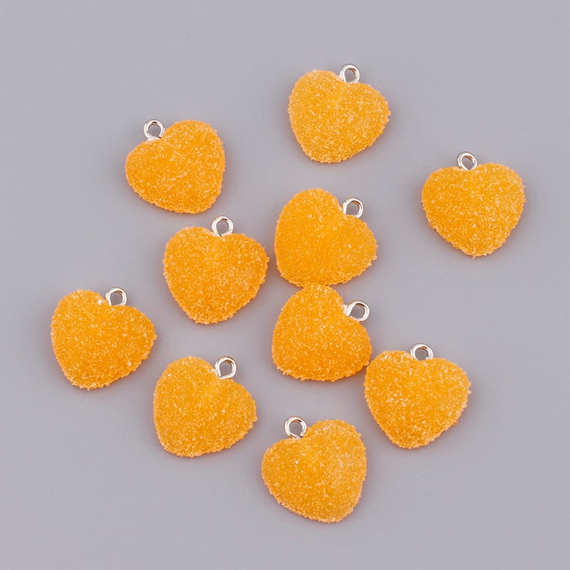 10 бр. Цветни меки бонбони във формата на сърце Сладки талисмани от висулка от смола Kawaii за обеци Гривни Консумативи за изработка на бижута