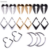 Leosoxs 2 buc urechi cu patru colțuri în formă de blocare din oțel inoxidabil cu personalitate nouă, urechi de lună și bijuterii piercing