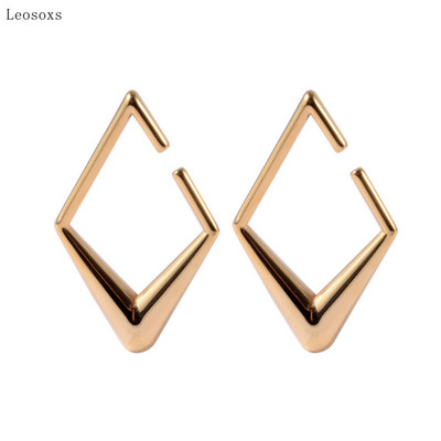 Leosoxs 2 buc urechi cu patru colțuri în formă de blocare din oțel inoxidabil cu personalitate nouă, urechi de lună și bijuterii piercing