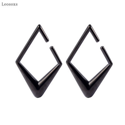 Leosoxs 2 buc urechi cu patru colțuri în formă de blocare din oțel inoxidabil cu personalitate nouă, urechi de lună și bijuterii piercing