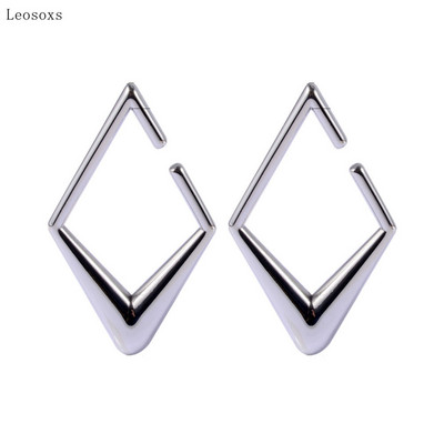 Leosoxs 2 buc urechi cu patru colțuri în formă de blocare din oțel inoxidabil cu personalitate nouă, urechi de lună și bijuterii piercing