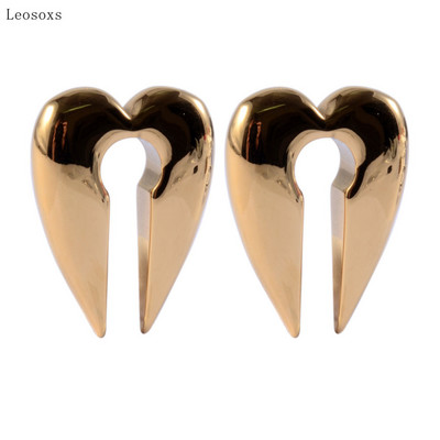 Leosoxs 2 buc urechi cu patru colțuri în formă de blocare din oțel inoxidabil cu personalitate nouă, urechi de lună și bijuterii piercing