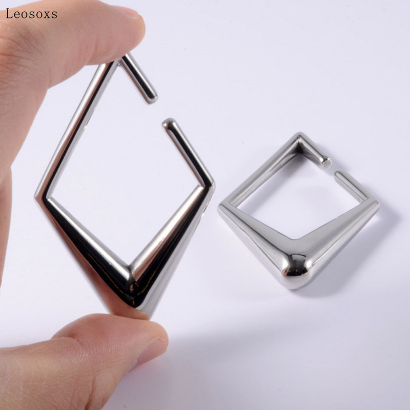Leosoxs 2 buc urechi cu patru colțuri în formă de blocare din oțel inoxidabil cu personalitate nouă, urechi de lună și bijuterii piercing