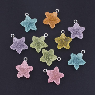 10 бр. Icing Star Shape Твърди бонбони Талисмани Сладък Kawaii Смола Висулка Drop Charms за Обеци Гривни Консумативи за изработка на бижута