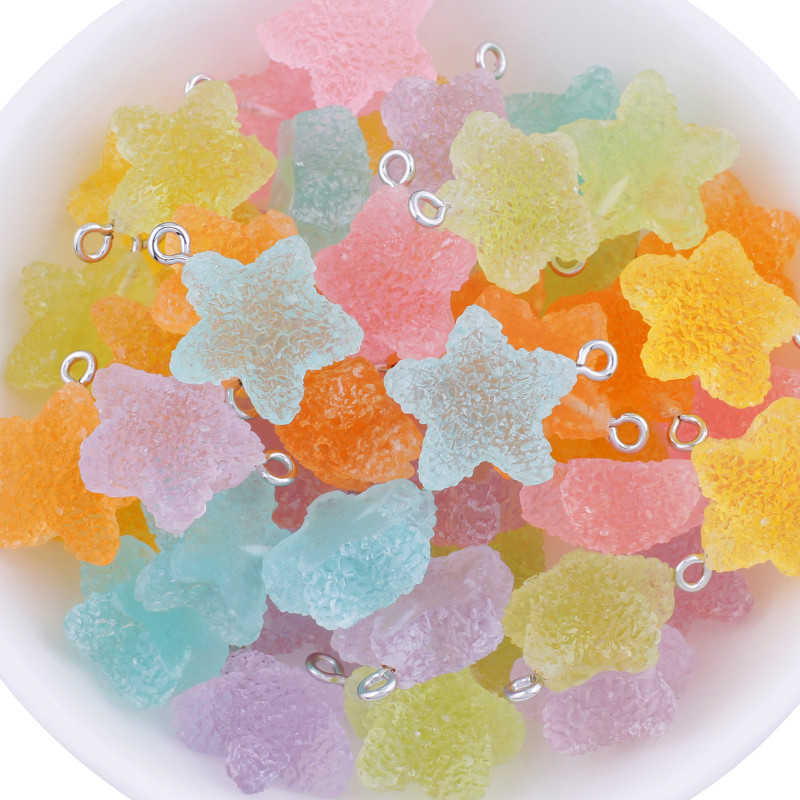 10db Icing Star Shape Hard Candy Bűbájok Aranyos Kawaii Gyanta Medál Csepp Bűbájok Fülbevalóhoz Karkötők Ékszerkészítési Kellékek