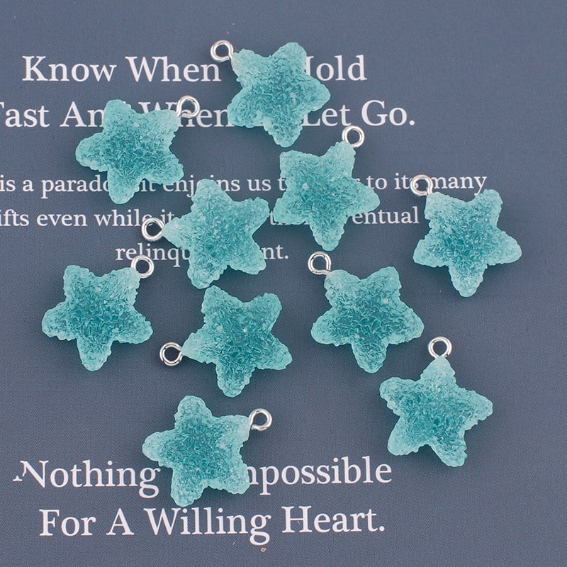 10db Icing Star Shape Hard Candy Bűbájok Aranyos Kawaii Gyanta Medál Csepp Bűbájok Fülbevalóhoz Karkötők Ékszerkészítési Kellékek