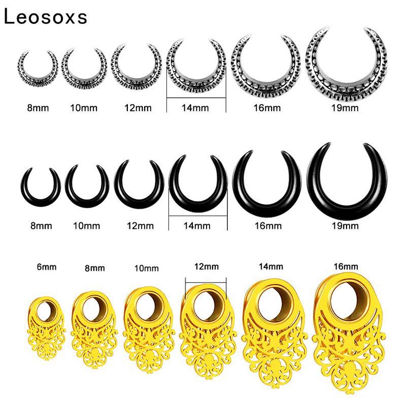 Leosoxs New Saddle Ear Tunnel Plug Piercing Ring Expander Mjerači za uši 1 par modnog nakita za piercing od nehrđajućeg čelika 6-30 mm