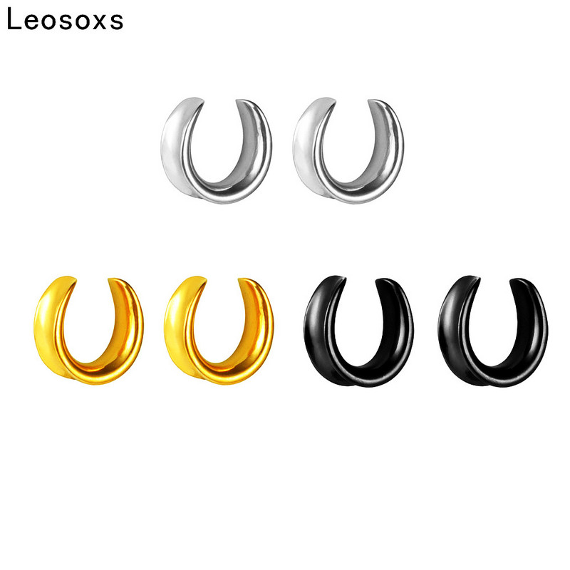 Leosoxs New Saddle Ear Tunnel Plug Piercing Ring Expander Mjerači za uši 1 par modnog nakita za piercing od nehrđajućeg čelika 6-30 mm