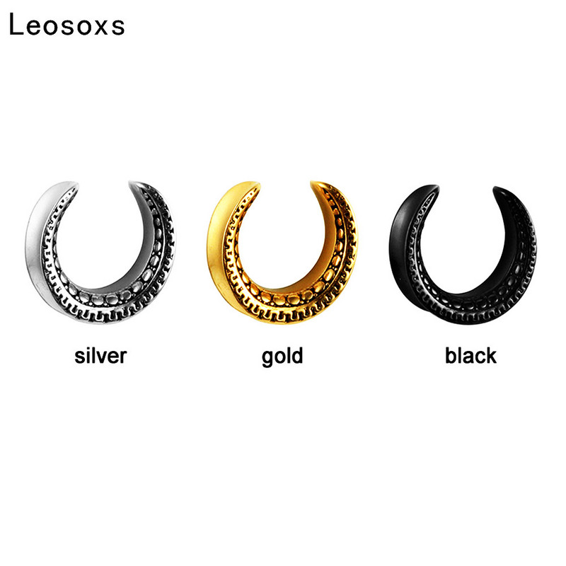 Leosoxs New Saddle Ear Tunnel Plug Piercing Ring Expander Mjerači za uši 1 par modnog nakita za piercing od nehrđajućeg čelika 6-30 mm