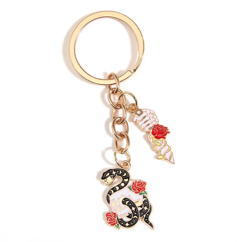 Μπρελόκ Halloween Rose Flower Snake Dagger Μπρελόκ Ζώο Μπρελόκ Δώρα για Γυναίκες Ανδρικές τσάντες Αξεσουάρ DIY Κοσμήματα