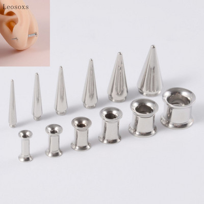 Leosoxs nerūsējošā tērauda ausu aizbāžņu konusveida tuneļa mērinstrumenti 2 vienā auss paplašinātājs 2-20 mm stiepjas skrūvju komplekts pīrsings ķermeņa rotaslietas jauns
